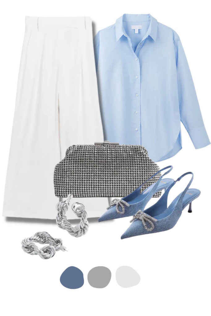 how to style a blue shirt in the evening